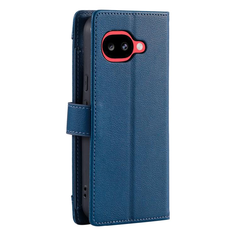 For Google Pixel 10a Litchi Texture Zipper Wallet Buckle Vegan Leather Phone Case with Wrist Strap