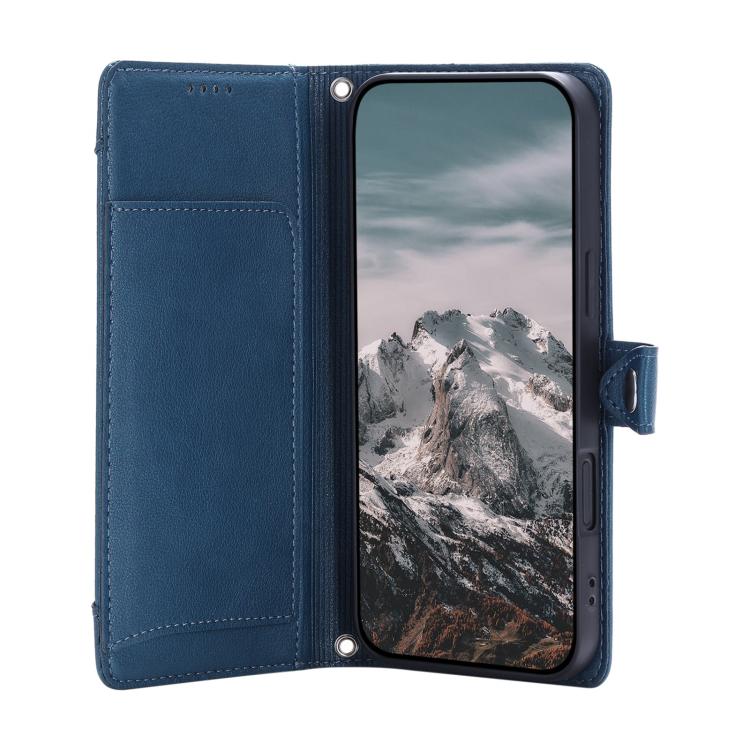 For Google Pixel 10a Litchi Texture Zipper Wallet Buckle Vegan Leather Phone Case with Wrist Strap