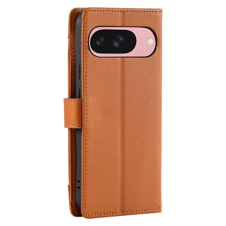For Google Pixel 11 Pro Litchi Texture Zipper Wallet Buckle Vegan Leather Phone Case with Wrist Strap
