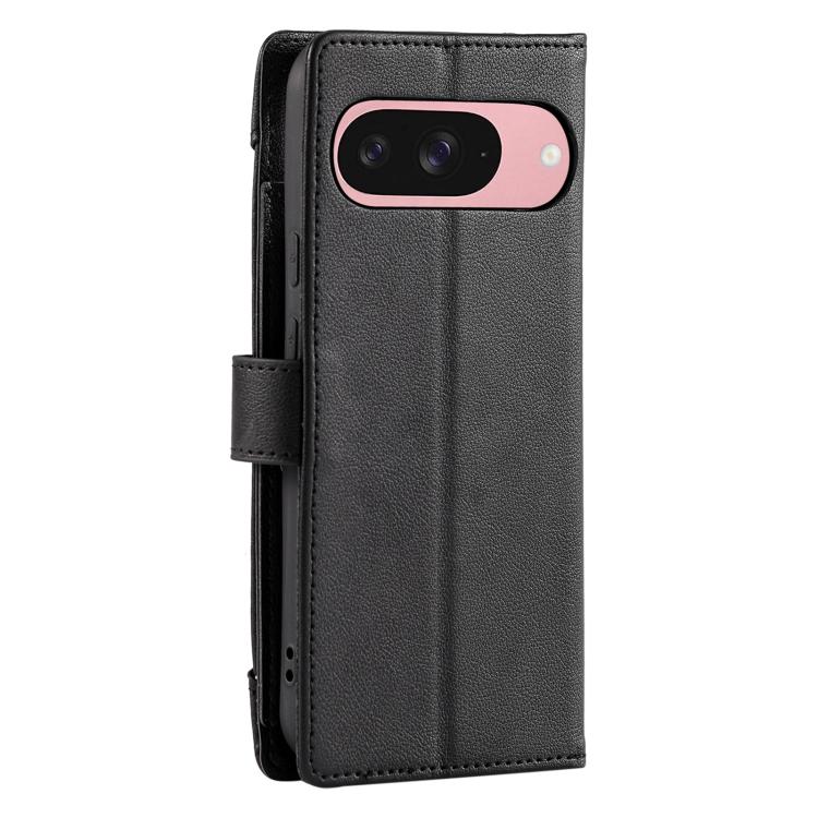 For Google Pixel 11 Pro XL Litchi Texture Zipper Wallet Buckle Vegan Leather Phone Case with Wrist Strap