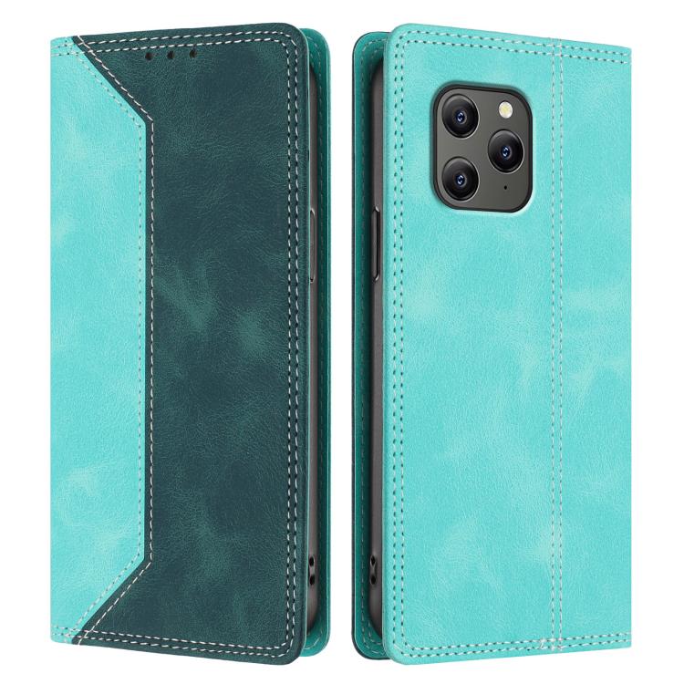 For Blackview BV5300 Skin Feel Two-tone RFID Blocking Vegan Leather Phone Case