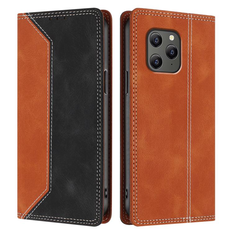 For Blackview BV5300 Skin Feel Two-tone RFID Blocking Vegan Leather Phone Case