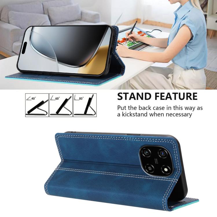 For Blackview Color 6 Skin Feel Two-tone RFID Blocking Vegan Leather Phone Case