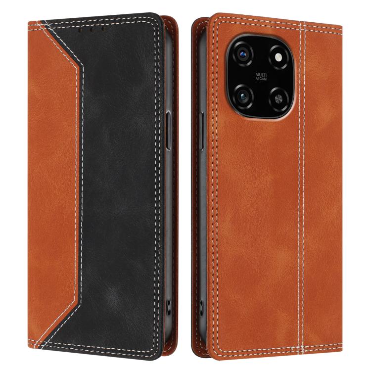 For Blackview Color 6 Skin Feel Two-tone RFID Blocking Vegan Leather Phone Case