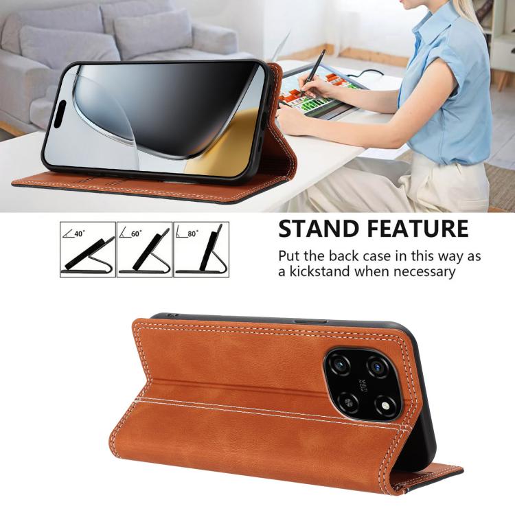 For Blackview Color 6 Skin Feel Two-tone RFID Blocking Vegan Leather Phone Case