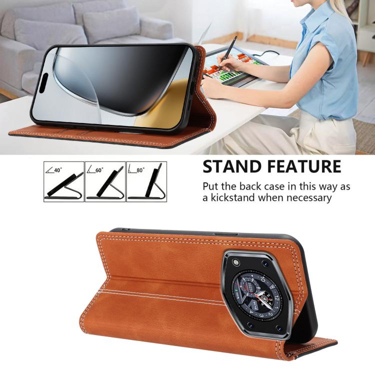 For Cubot A30 Skin Feel Two-tone RFID Blocking Vegan Leather Phone Case