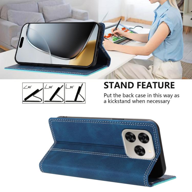 For Cubot Note 60 4G Skin Feel Two-tone RFID Blocking Vegan Leather Phone Case