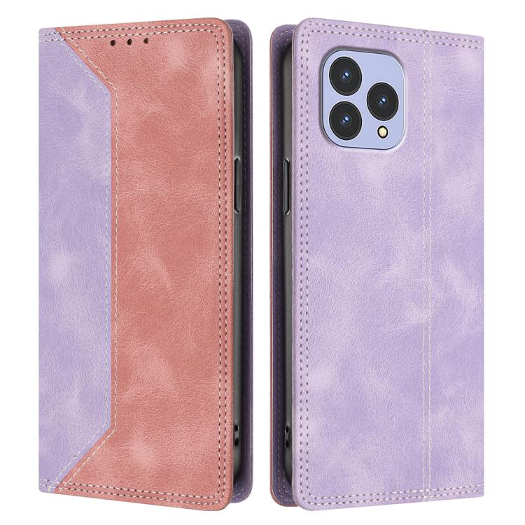 For Cubot P80 Skin Feel Two-tone RFID Blocking Vegan Leather Phone Case