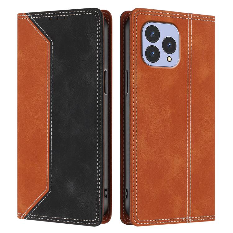For Cubot P80 Skin Feel Two-tone RFID Blocking Vegan Leather Phone Case