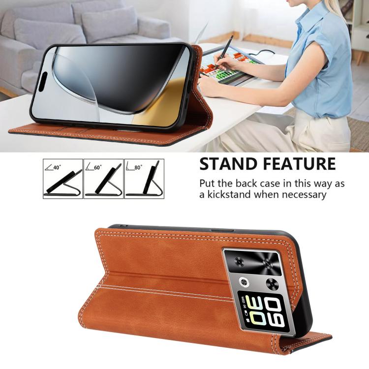 For Cubot P90 Skin Feel Two-tone RFID Blocking Vegan Leather Phone Case
