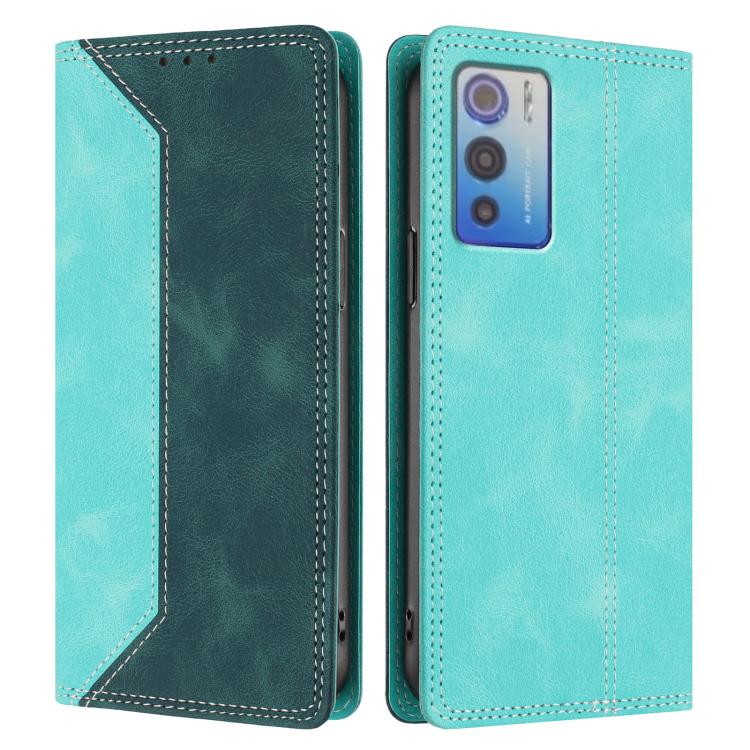 For Doogee N60 Pro Skin Feel Two-tone RFID Blocking Vegan Leather Phone Case