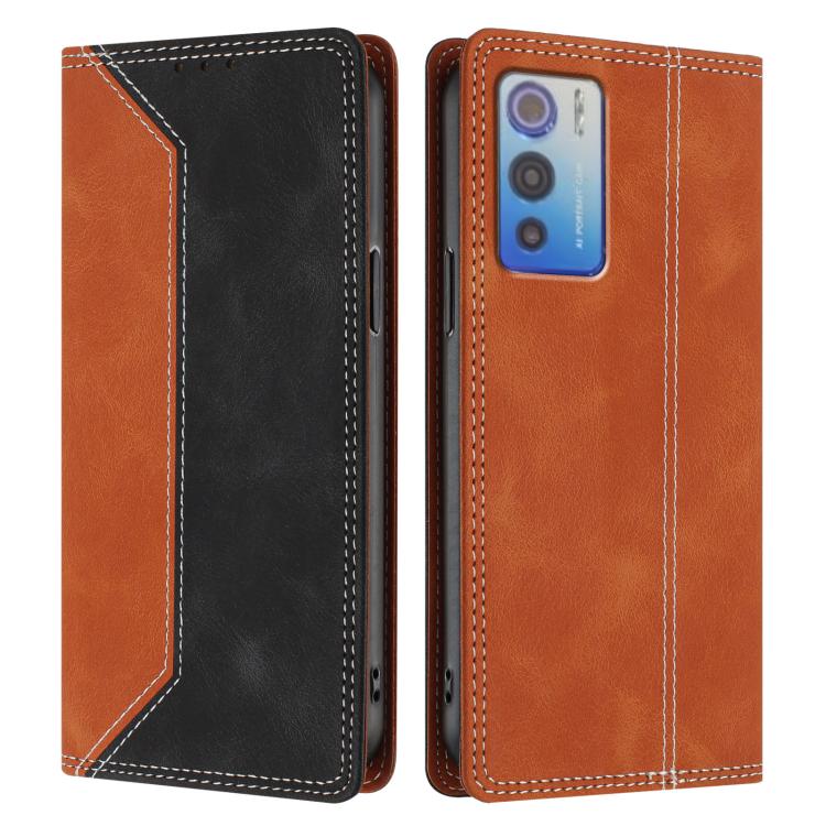 For Doogee N60 Pro Skin Feel Two-tone RFID Blocking Vegan Leather Phone Case