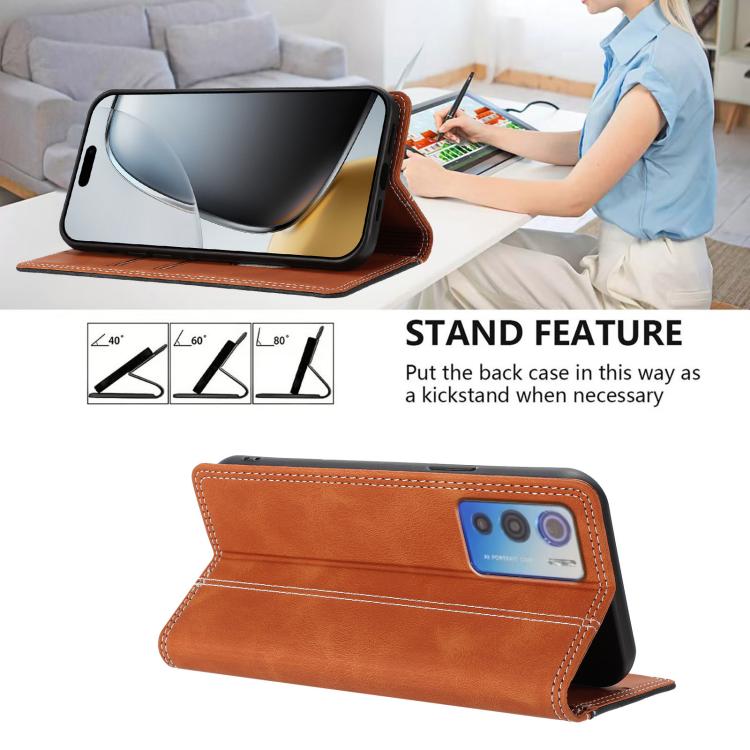 For Doogee N60 Pro Skin Feel Two-tone RFID Blocking Vegan Leather Phone Case