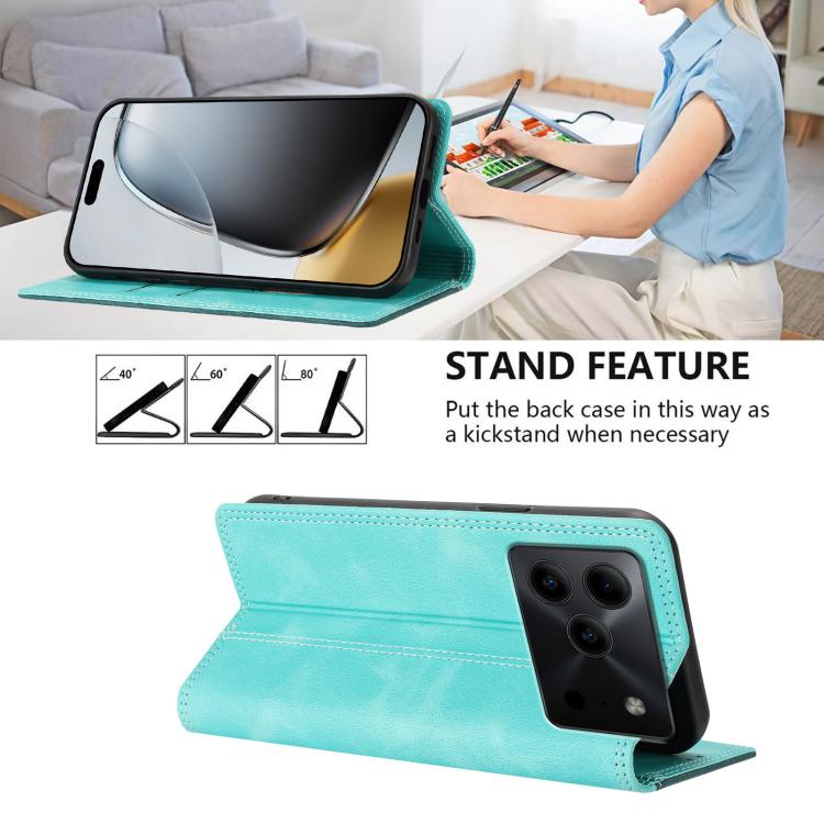 For Doogee Note 56 Skin Feel Two-tone RFID Blocking Vegan Leather Phone Case