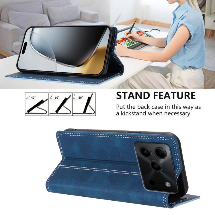 For Doogee Note 56 Skin Feel Two-tone RFID Blocking Vegan Leather Phone Case