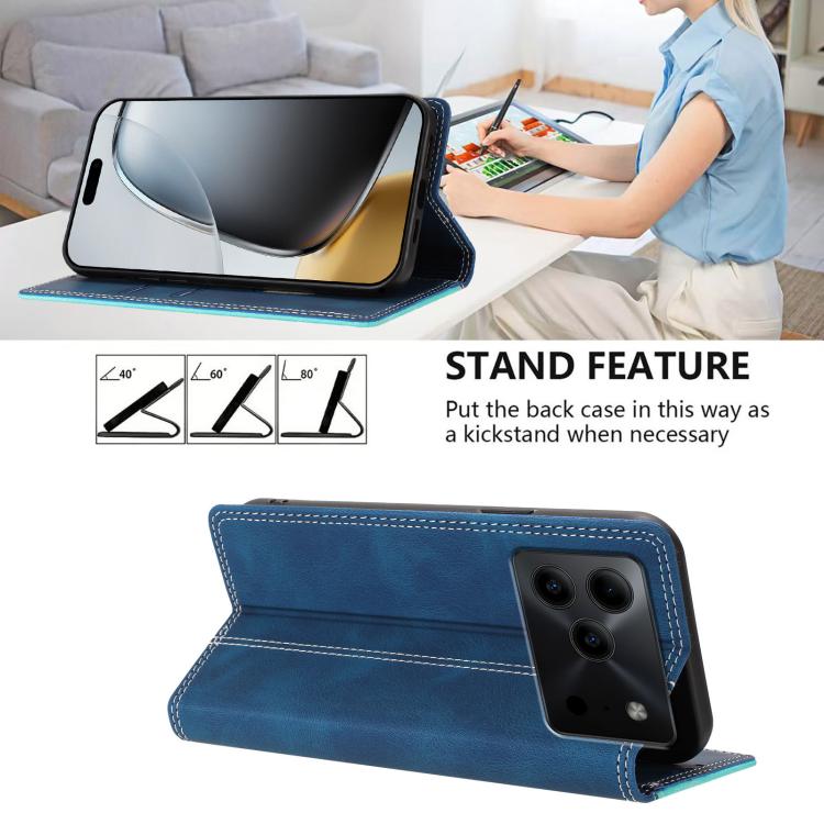 For Doogee Note 56 Skin Feel Two-tone RFID Blocking Vegan Leather Phone Case