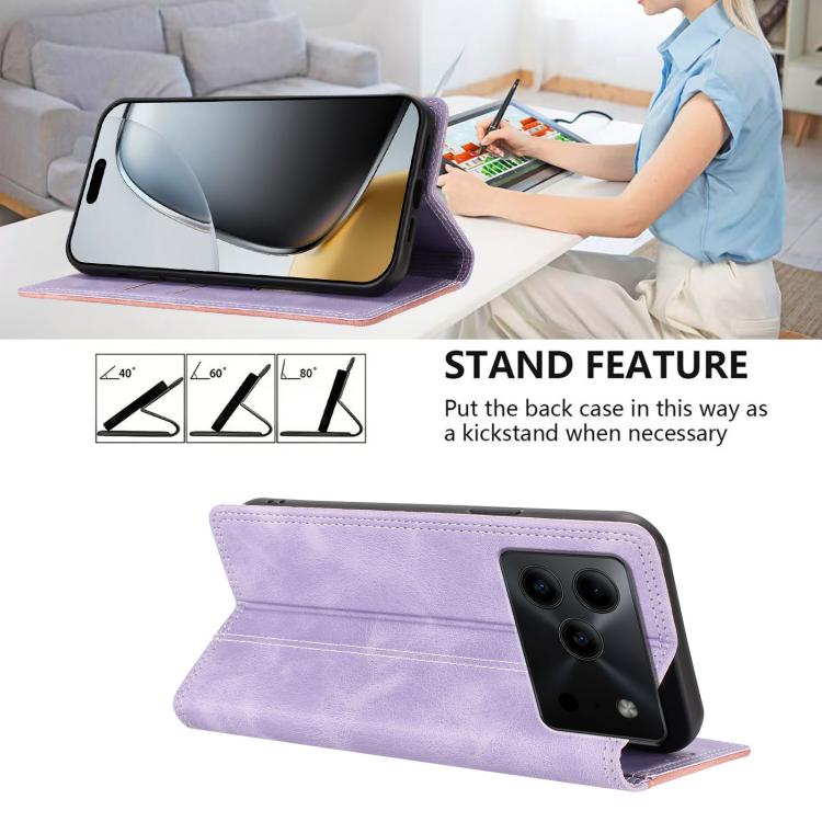 For Doogee Note 56 Skin Feel Two-tone RFID Blocking Vegan Leather Phone Case