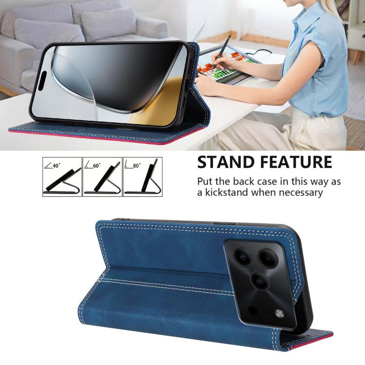 For Doogee Note 56 Skin Feel Two-tone RFID Blocking Vegan Leather Phone Case