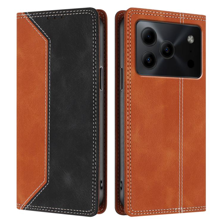For Doogee Note 56 Skin Feel Two-tone RFID Blocking Vegan Leather Phone Case