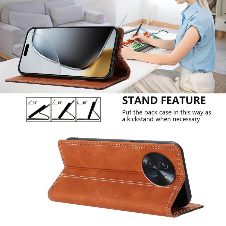 For Doogee Note 59 / 59 Pro Skin Feel Two-tone RFID Blocking Vegan Leather Phone Case