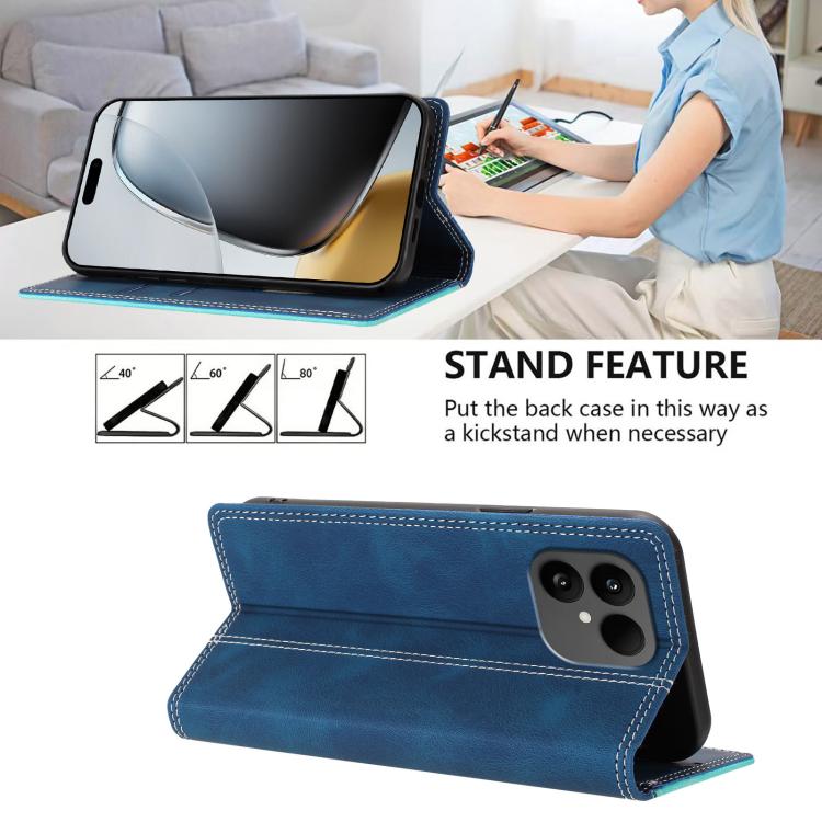For Fairphone 6 Skin Feel Two-tone RFID Blocking Vegan Leather Phone Case