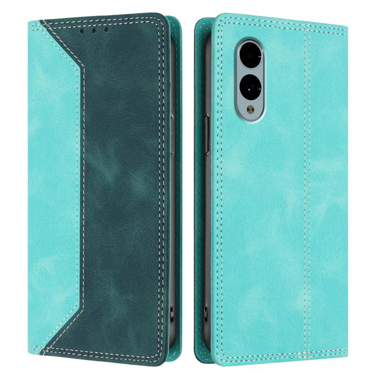 For Fujitsu Arrows We 2 F-52E Skin Feel Two-tone RFID Blocking Vegan Leather Phone Case