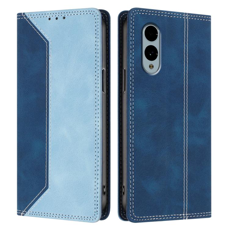 For Fujitsu Arrows We 2 F-52E Skin Feel Two-tone RFID Blocking Vegan Leather Phone Case