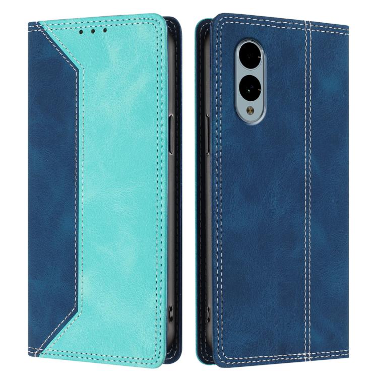 For Fujitsu Arrows We 2 F-52E Skin Feel Two-tone RFID Blocking Vegan Leather Phone Case