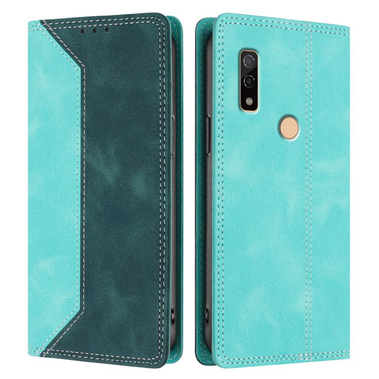 For Fujitsu Arrows We3 Skin Feel Two-tone RFID Blocking Vegan Leather Phone Case