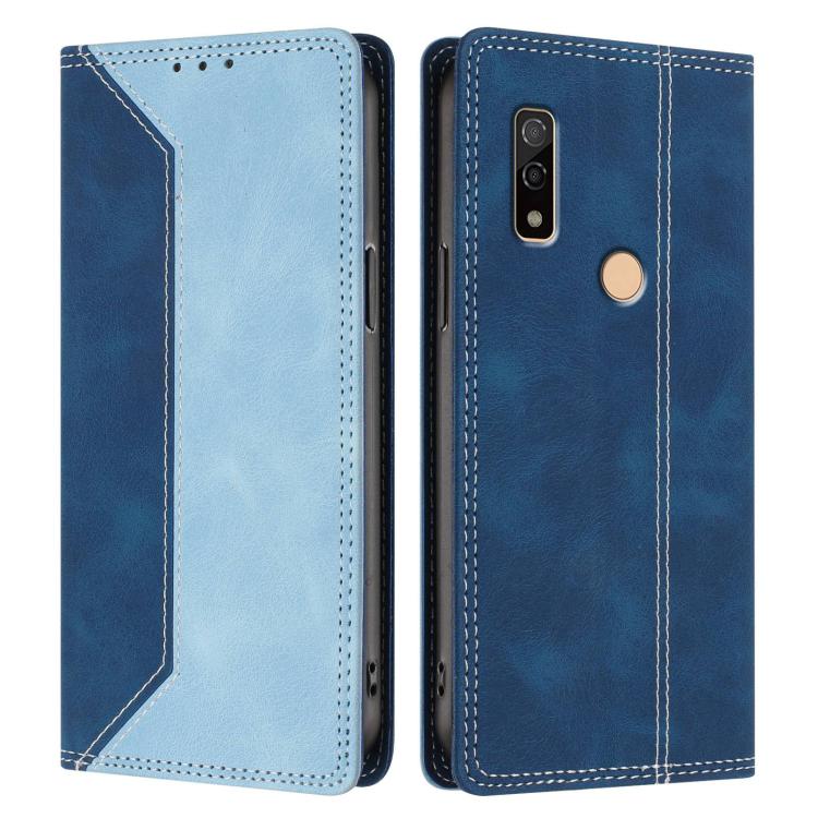 For Fujitsu Arrows We3 Skin Feel Two-tone RFID Blocking Vegan Leather Phone Case