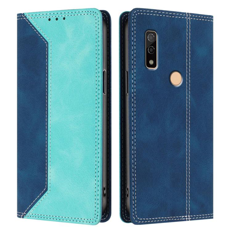 For Fujitsu Arrows We3 Skin Feel Two-tone RFID Blocking Vegan Leather Phone Case