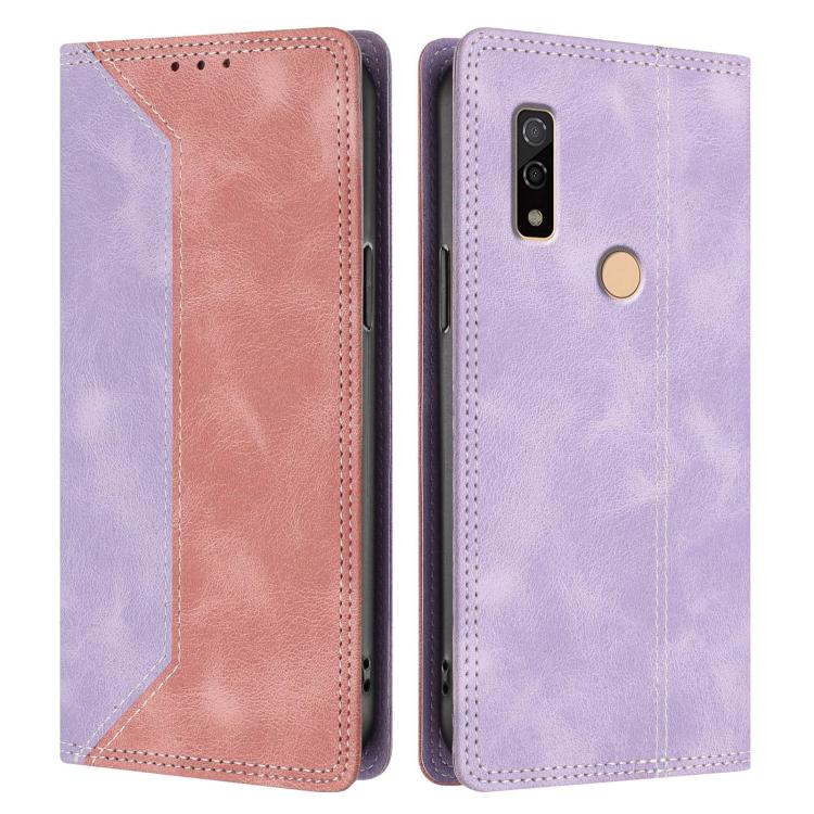For Fujitsu Arrows We3 Skin Feel Two-tone RFID Blocking Vegan Leather Phone Case
