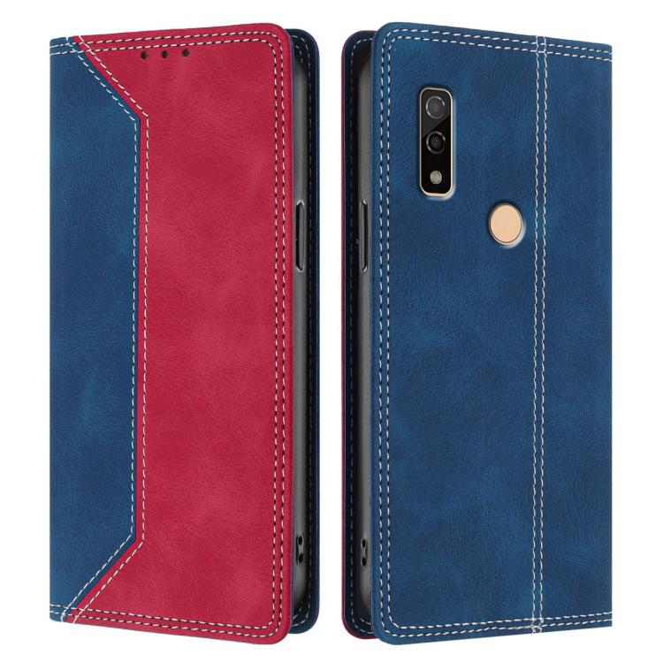 For Fujitsu Arrows We3 Skin Feel Two-tone RFID Blocking Vegan Leather Phone Case