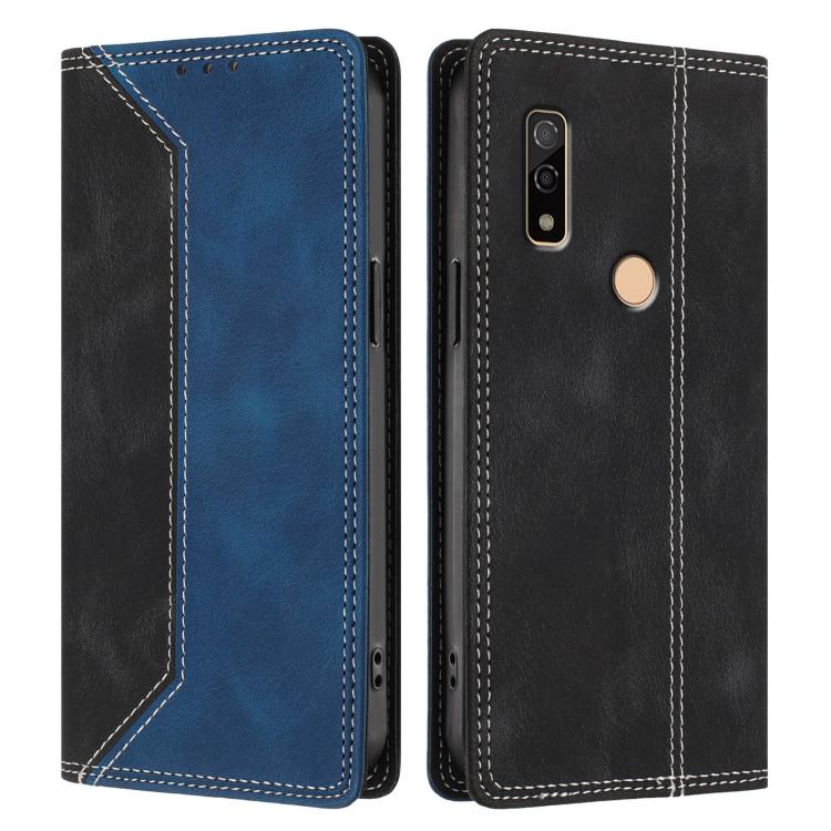 For Fujitsu Arrows We3 Skin Feel Two-tone RFID Blocking Vegan Leather Phone Case