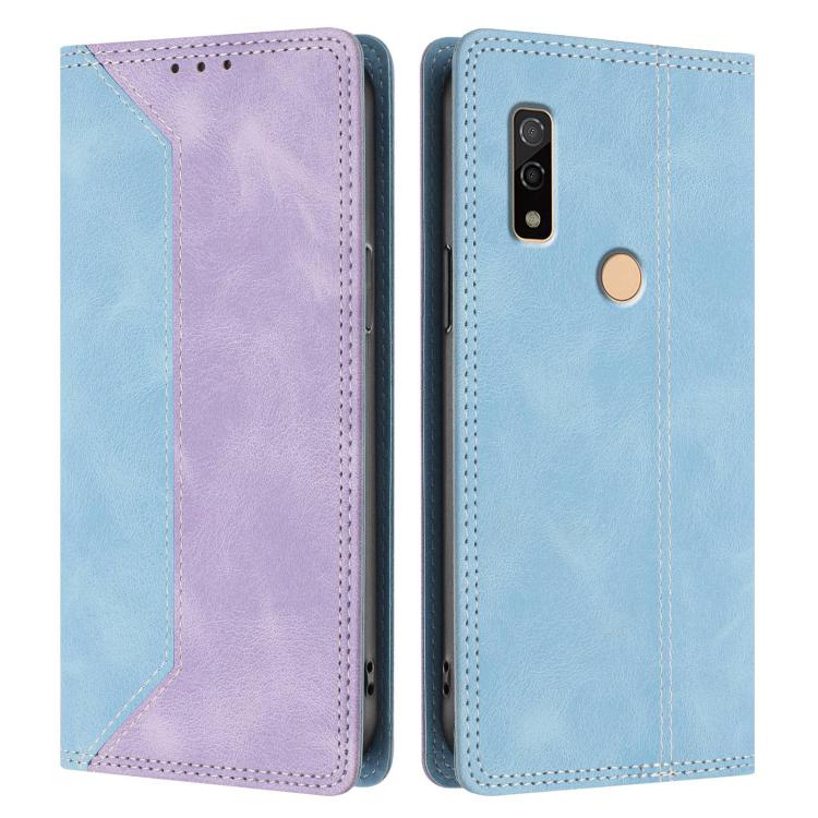 For Fujitsu Arrows We3 Skin Feel Two-tone RFID Blocking Vegan Leather Phone Case