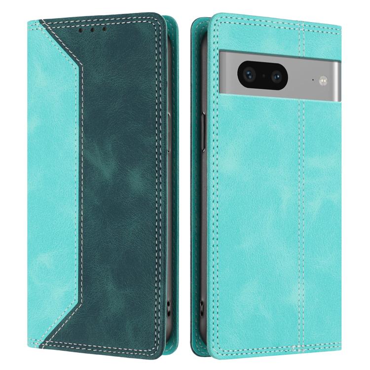 For Google Pixel 7 Skin Feel Two-tone RFID Blocking Vegan Leather Phone Case