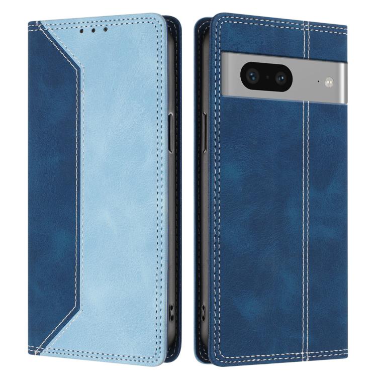 For Google Pixel 7 Skin Feel Two-tone RFID Blocking Vegan Leather Phone Case