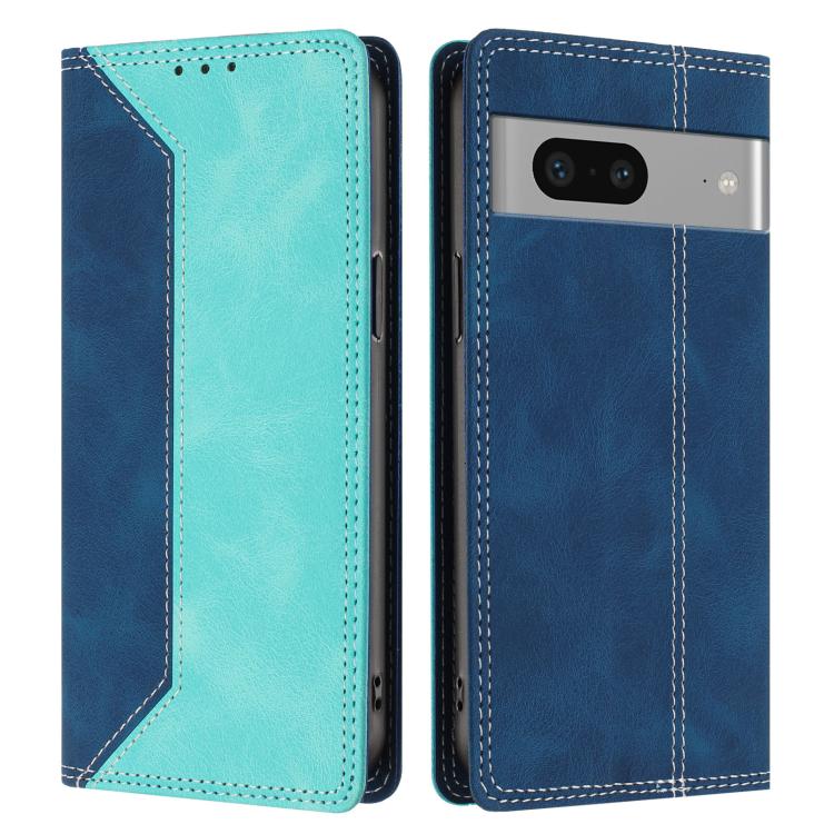 For Google Pixel 7 Skin Feel Two-tone RFID Blocking Vegan Leather Phone Case
