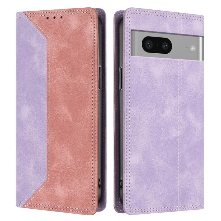 For Google Pixel 7 Skin Feel Two-tone RFID Blocking Vegan Leather Phone Case