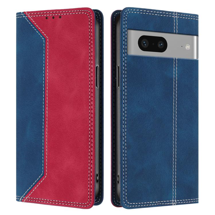 For Google Pixel 7 Skin Feel Two-tone RFID Blocking Vegan Leather Phone Case