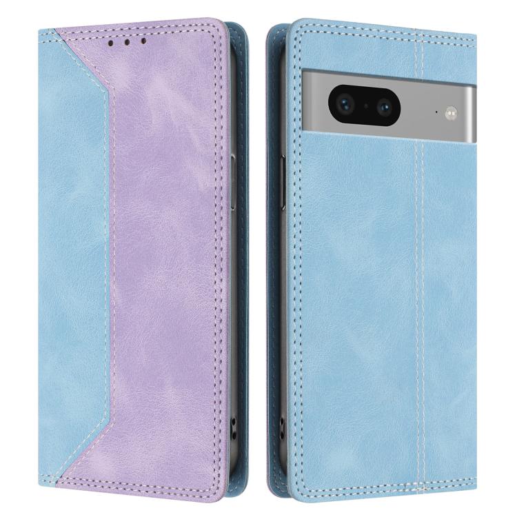 For Google Pixel 7 Skin Feel Two-tone RFID Blocking Vegan Leather Phone Case