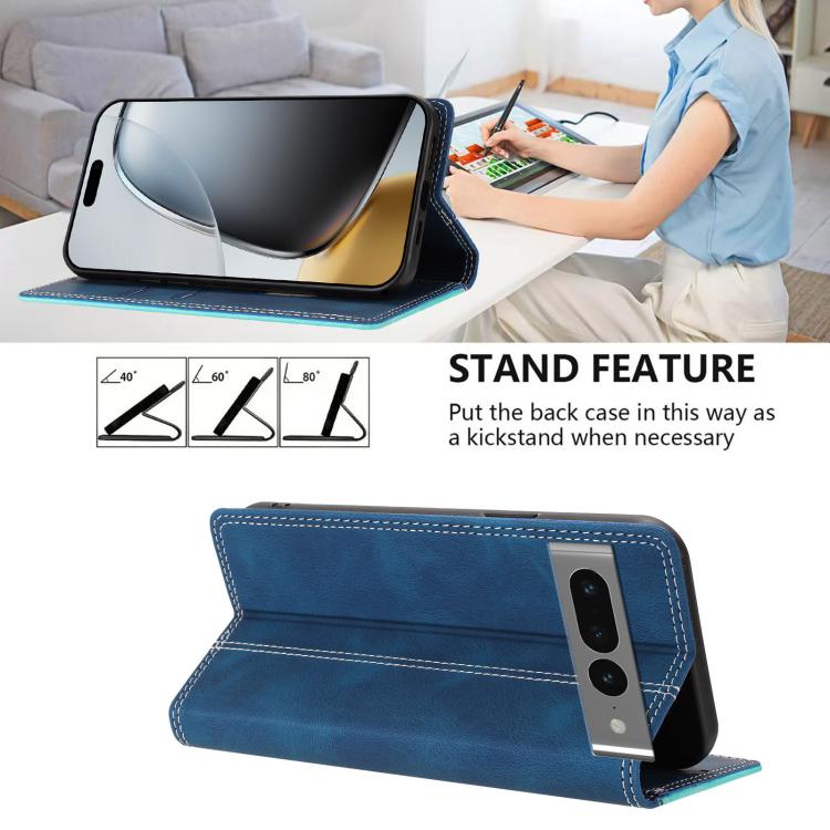 For Google Pixel 7 Pro Skin Feel Two-tone RFID Blocking Vegan Leather Phone Case