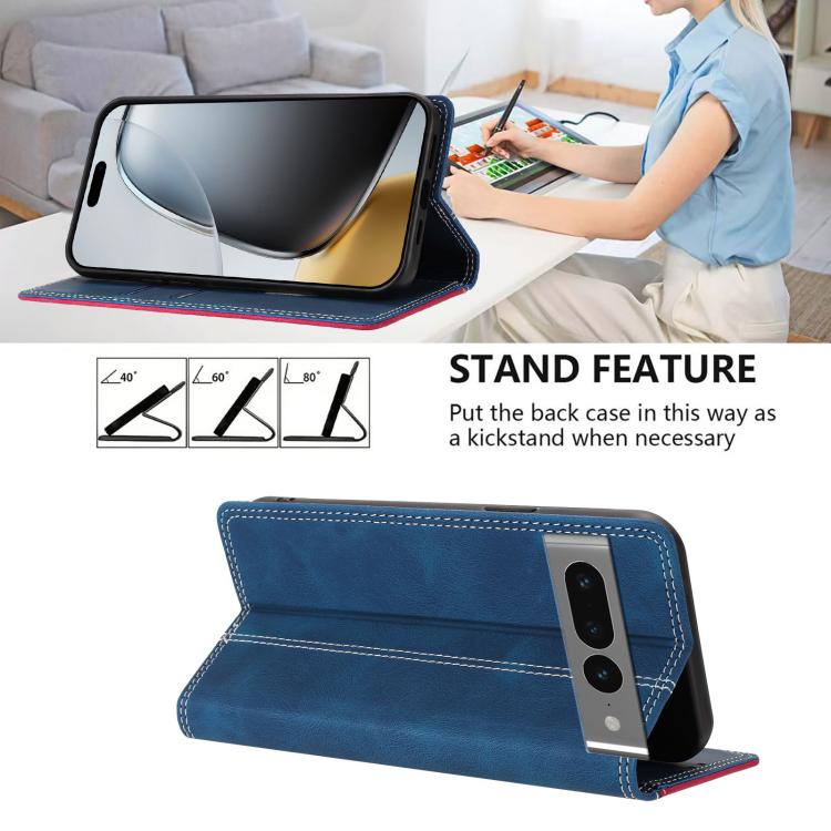 For Google Pixel 7 Pro Skin Feel Two-tone RFID Blocking Vegan Leather Phone Case