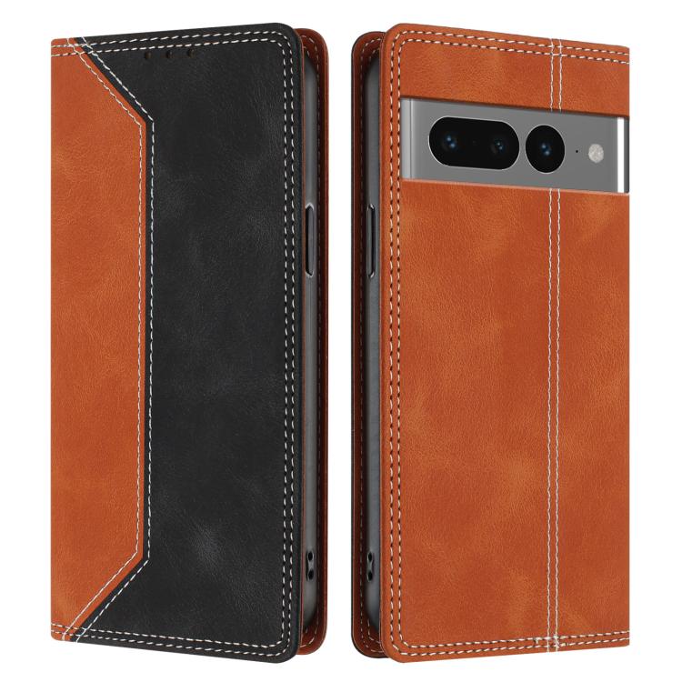 For Google Pixel 7 Pro Skin Feel Two-tone RFID Blocking Vegan Leather Phone Case
