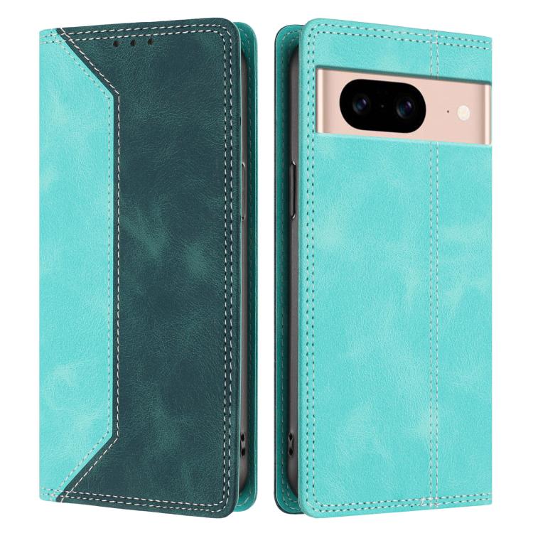 For Google Pixel 8a Skin Feel Two-tone RFID Blocking Vegan Leather Phone Case