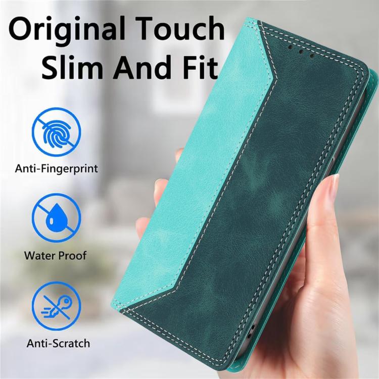 For Google Pixel 8a Skin Feel Two-tone RFID Blocking Vegan Leather Phone Case