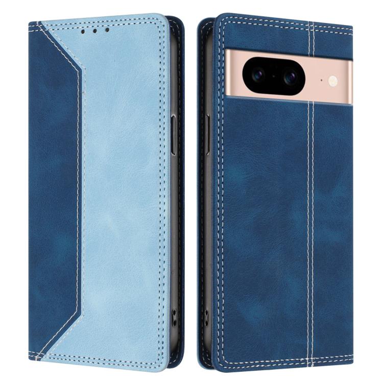 For Google Pixel 8a Skin Feel Two-tone RFID Blocking Vegan Leather Phone Case