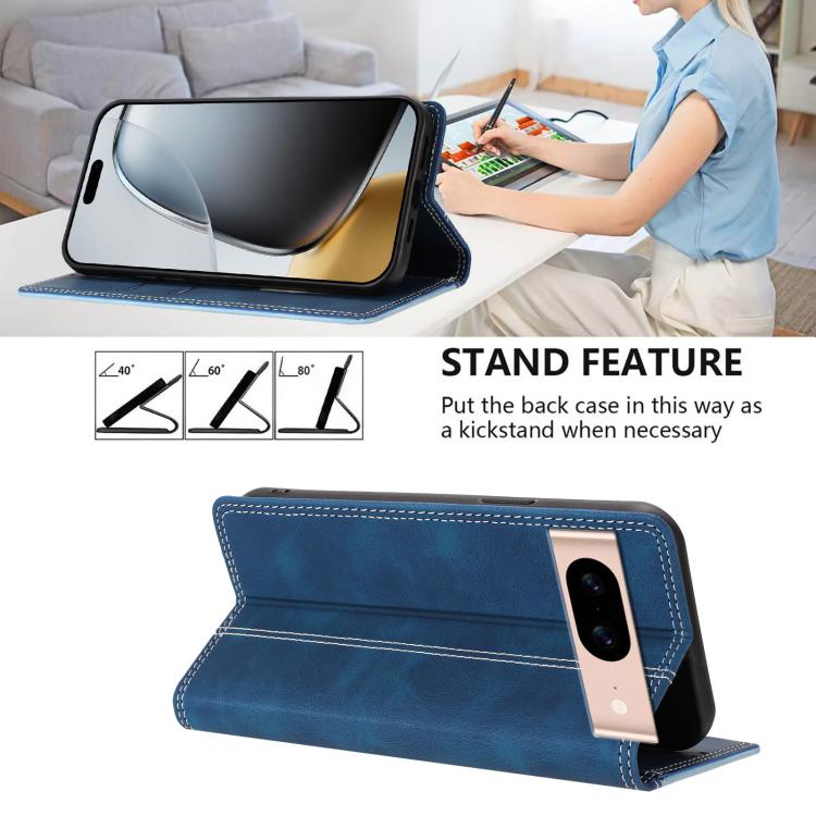 For Google Pixel 8a Skin Feel Two-tone RFID Blocking Vegan Leather Phone Case