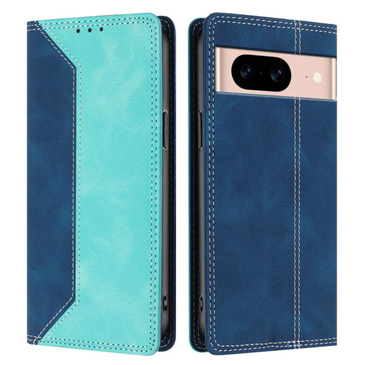 For Google Pixel 8a Skin Feel Two-tone RFID Blocking Vegan Leather Phone Case