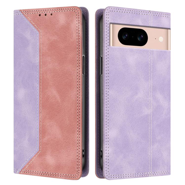 For Google Pixel 8a Skin Feel Two-tone RFID Blocking Vegan Leather Phone Case